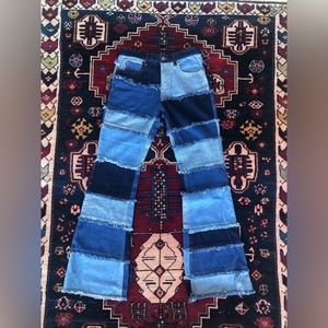 Vintage patchwork jeans Zana Di 90s flared jeans raver Y2K denim Coachella 28”